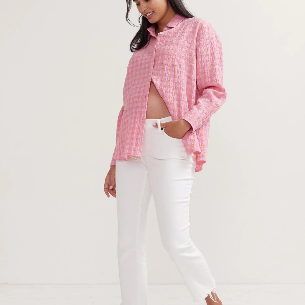 HATCH Crop Maternity Jean- White/ Size 27